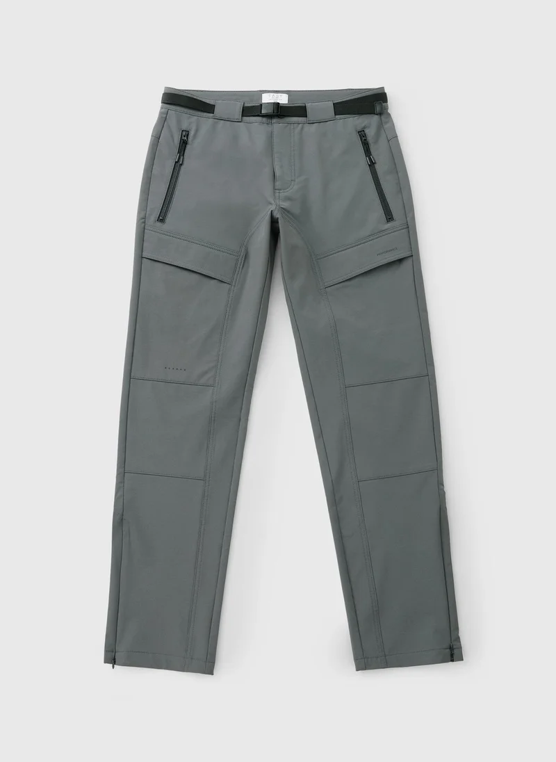 Matalan Grey Grey Belted Trek Trousers Regular for Men | Best Price UAE